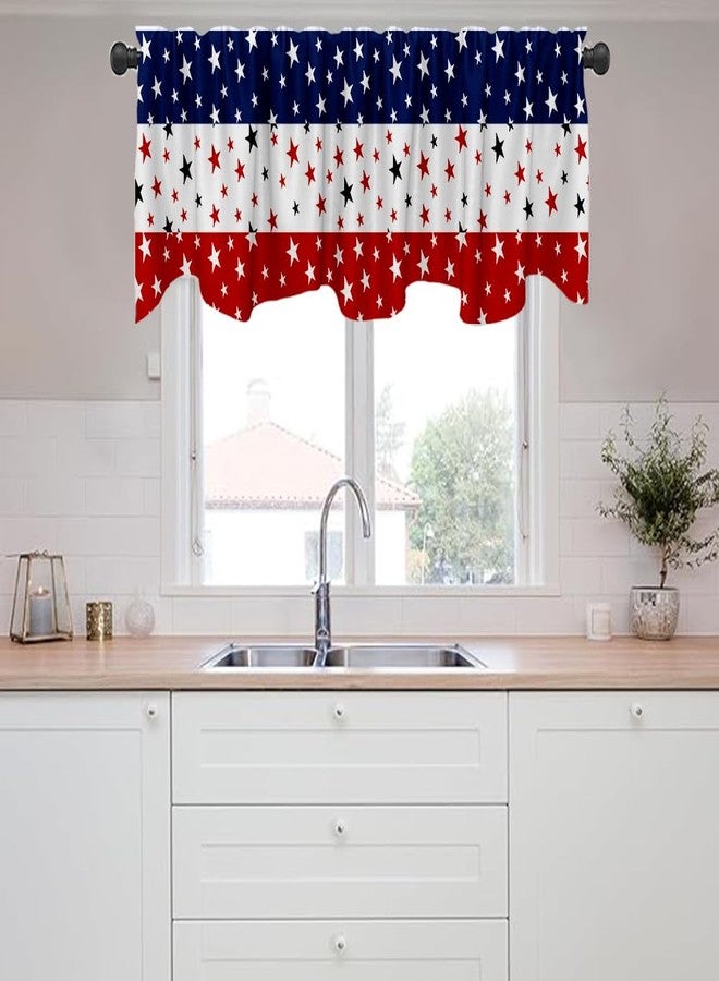 DOTOOMA 54x18 Inches Farm Independence Day Red White Blue Window Treatment Valance 4th of July Retro Kitchen Dining Room Polyester Fabric Decorations Supplies - Image 4